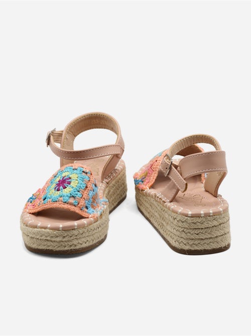 Sandale compensée à broderies - Doremi - Kiabi