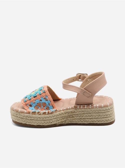 Sandale compensée à broderies - Doremi - Kiabi