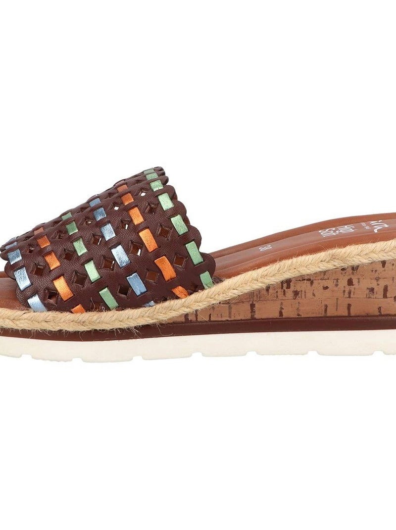 Sandale Compensée Cuir Ara Cadiz Multicolore - Kiabi
