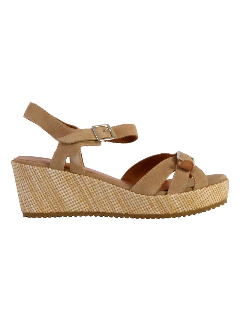 Sandale Compensée Cuir Emilie Karston Esabel Beige - Kiabi