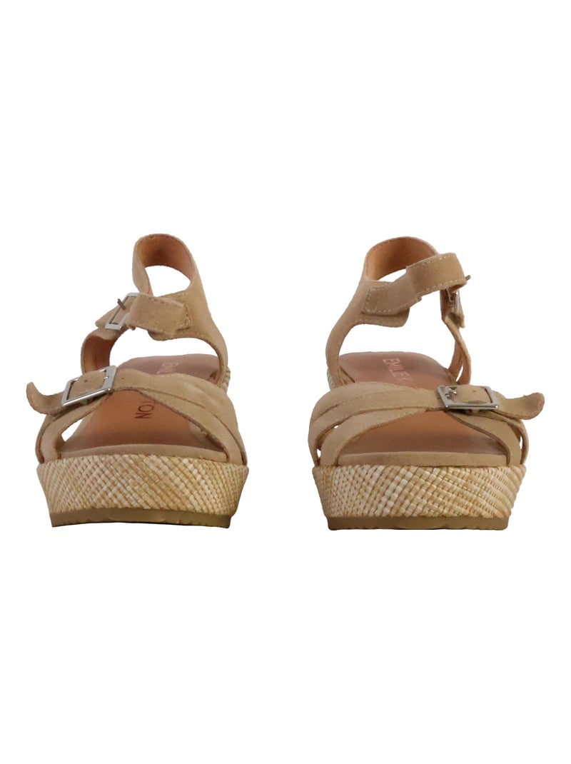 Sandale Compensée Cuir Emilie Karston Esabel Beige - Kiabi