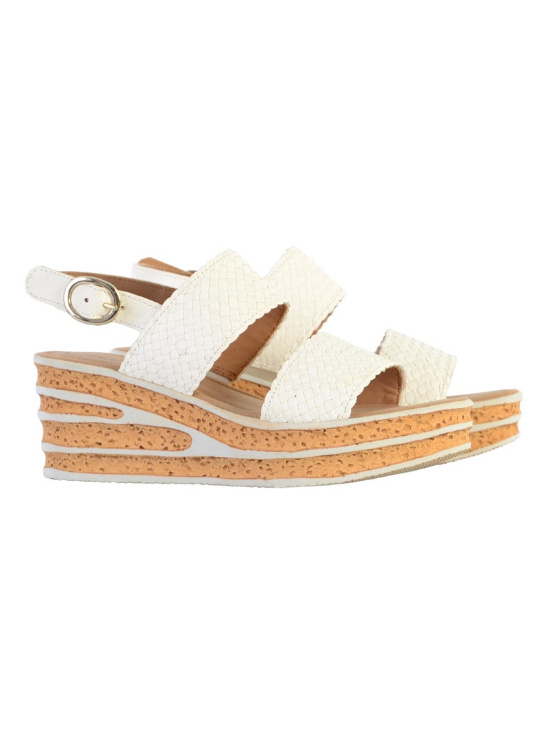 Sandale Compensée  Cuir Gabor Flecht Beige - Kiabi
