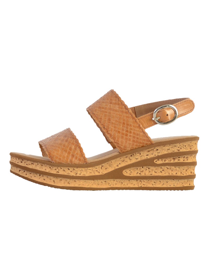 Sandale Compensée  Cuir Gabor Flecht Marron - Kiabi