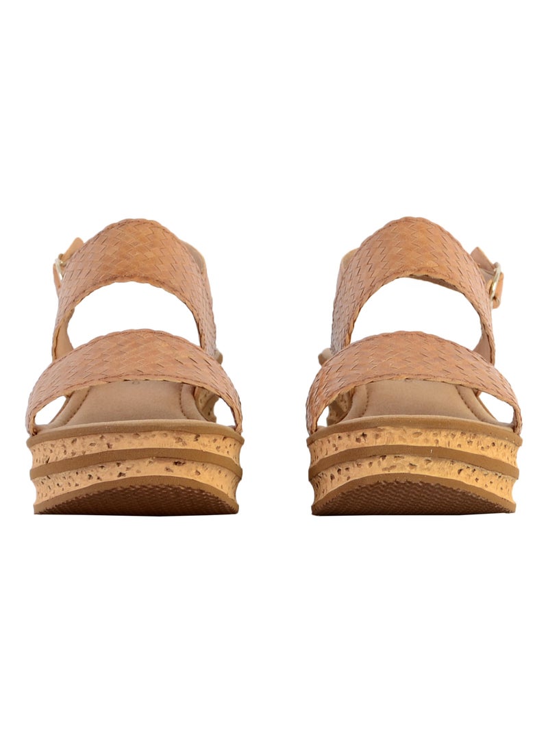 Sandale Compensée  Cuir Gabor Flecht Marron - Kiabi
