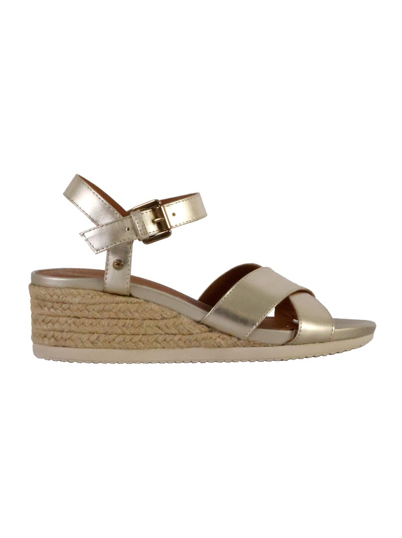 Sandale Compensée Cuir Geox Ischia D02HHC 00022 Doré/or - Kiabi