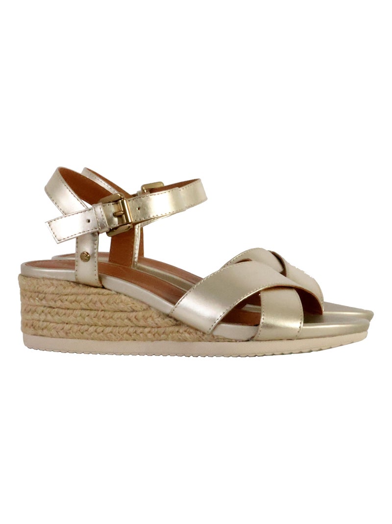 Sandale Compensée Cuir Geox Ischia D02HHC 00022 Doré/or - Kiabi