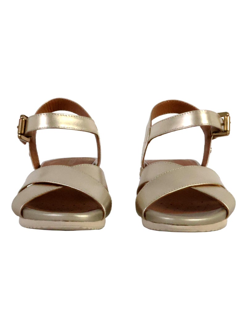 Sandale Compensée Cuir Geox Ischia D02HHC 00022 Doré/or - Kiabi