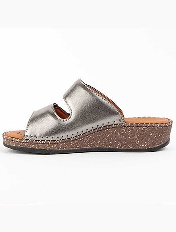Sandale Compensée Cuir Naturel Purapiel