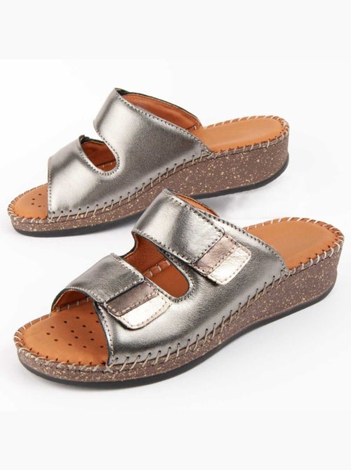 Sandale Compensée Cuir Naturel Purapiel - Kiabi