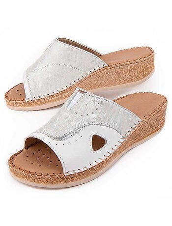 Sandale Compensée Cuir Naturel Purapiel