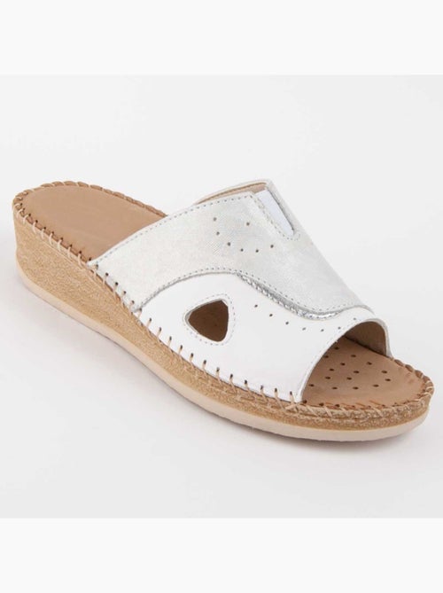 Sandale Compensée Cuir Naturel Purapiel - Kiabi