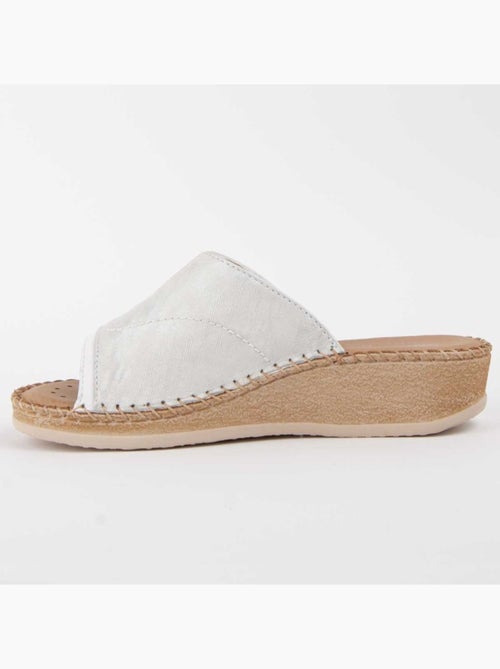 Sandale Compensée Cuir Naturel Purapiel - Kiabi