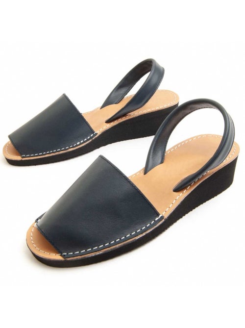 Sandale Compensée Cuir Naturel Purapiel - Kiabi
