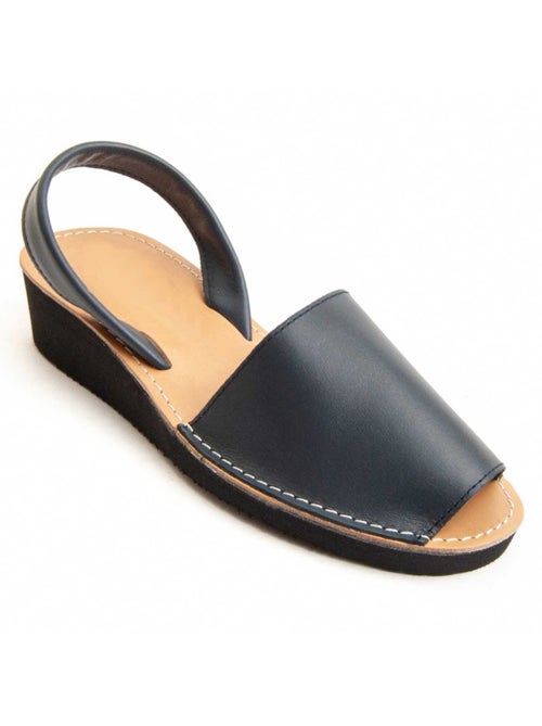 Sandale Compensée Cuir Naturel Purapiel - Kiabi