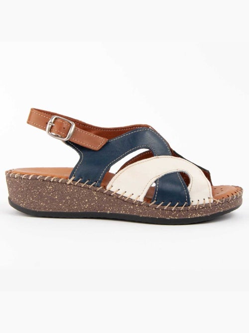 Sandale Compensée Cuir Naturel Purapiel - Kiabi