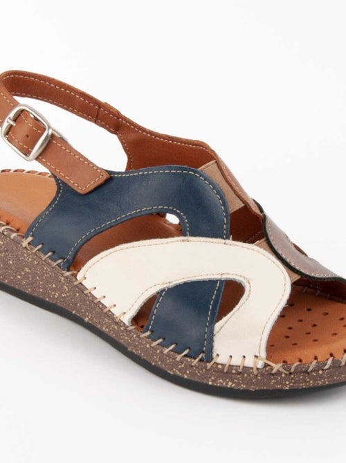 Sandale Compensée Cuir Naturel Purapiel - Kiabi