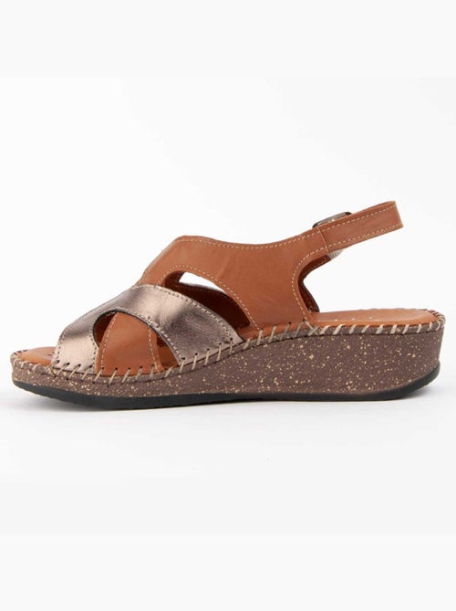 Sandale Compensée Cuir Naturel Purapiel - Kiabi