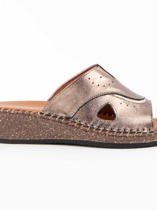 Sandale Compensée Cuir Naturel Purapiel - Kiabi