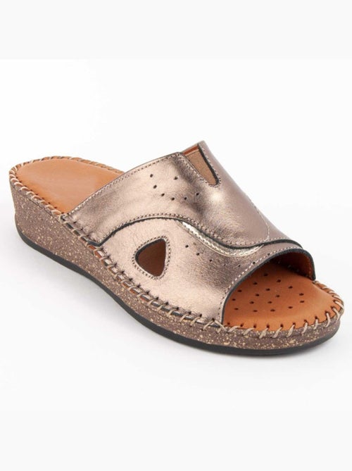 Sandale Compensée Cuir Naturel Purapiel - Kiabi