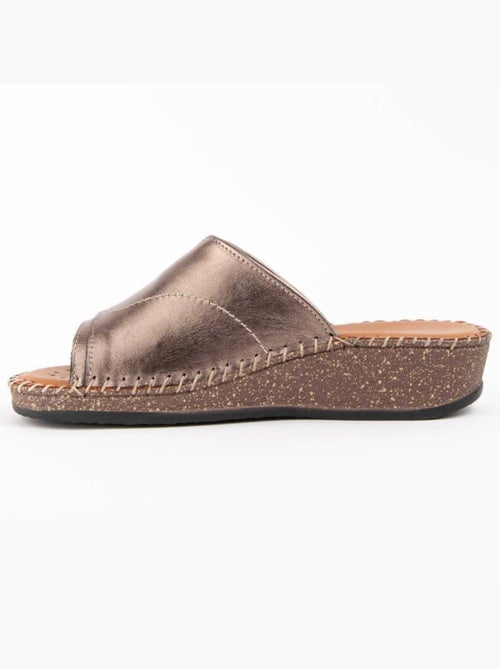 Sandale Compensée Cuir Naturel Purapiel - Kiabi