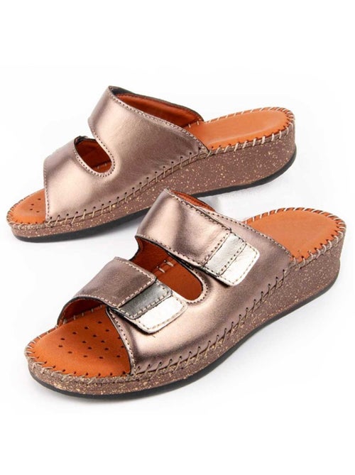 Sandale Compensée Cuir Naturel Purapiel - Kiabi