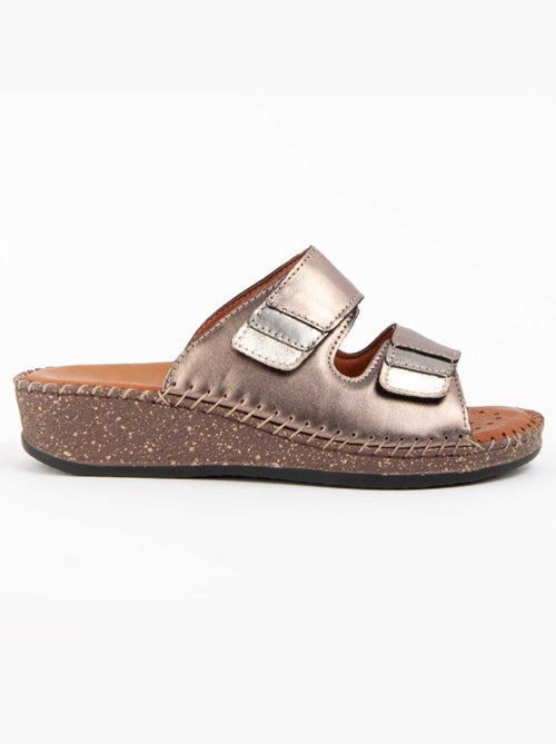 Sandale Compensée Cuir Naturel Purapiel - Kiabi