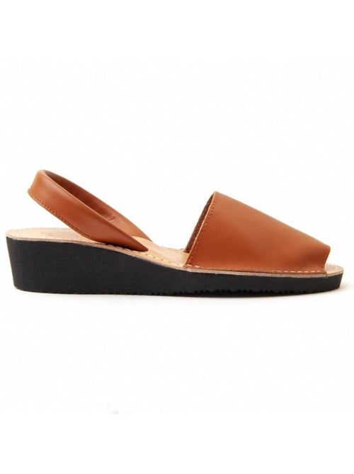Sandale Compensée Cuir Naturel Purapiel - Kiabi