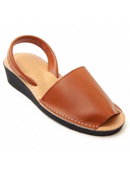 Sandale Compensée Cuir Naturel Purapiel - Kiabi