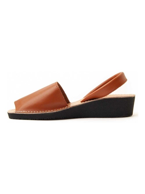 Sandale Compensée Cuir Naturel Purapiel - Kiabi