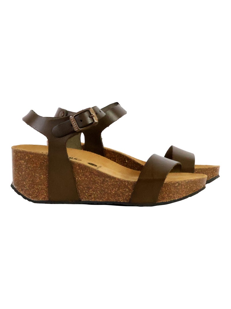 Sandale Compensée Cuir Plakton So Kiss Vert kaki - Kiabi