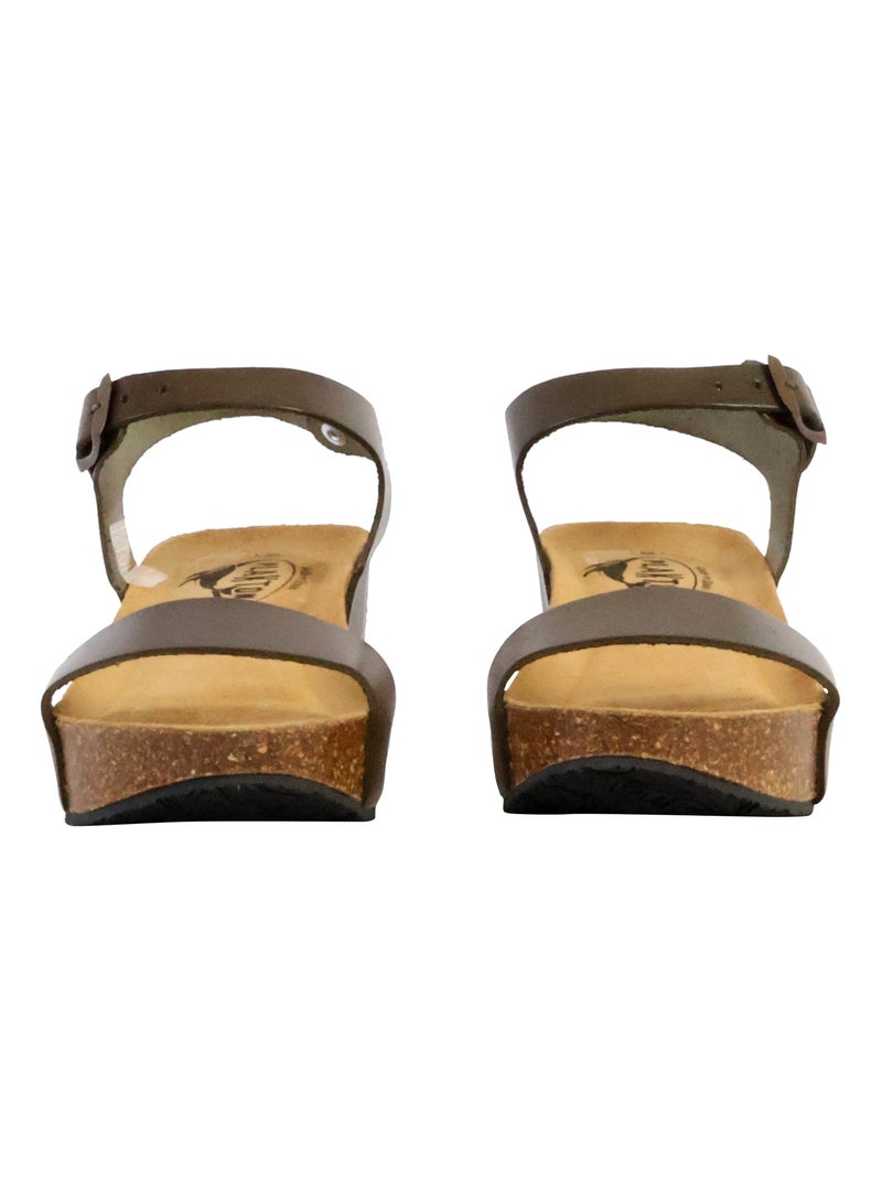 Sandale Compensée Cuir Plakton So Kiss Vert kaki - Kiabi