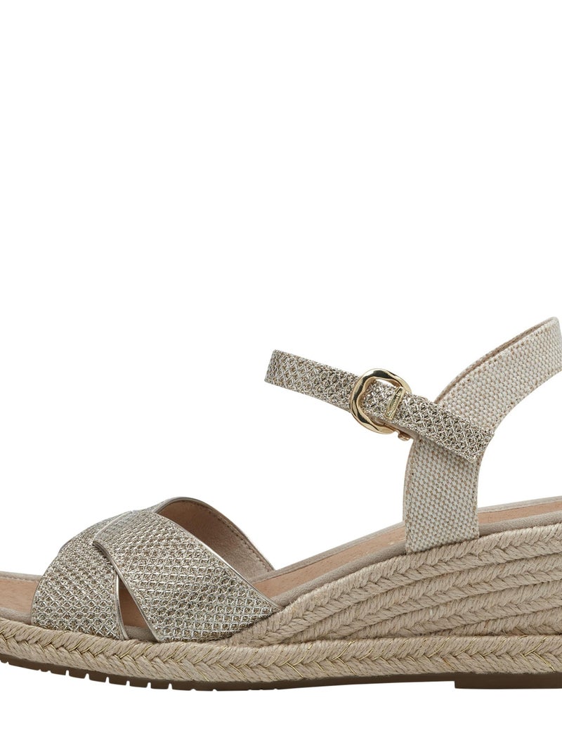 Sandale Compensée Cuir Tamaris Gris clair - Kiabi