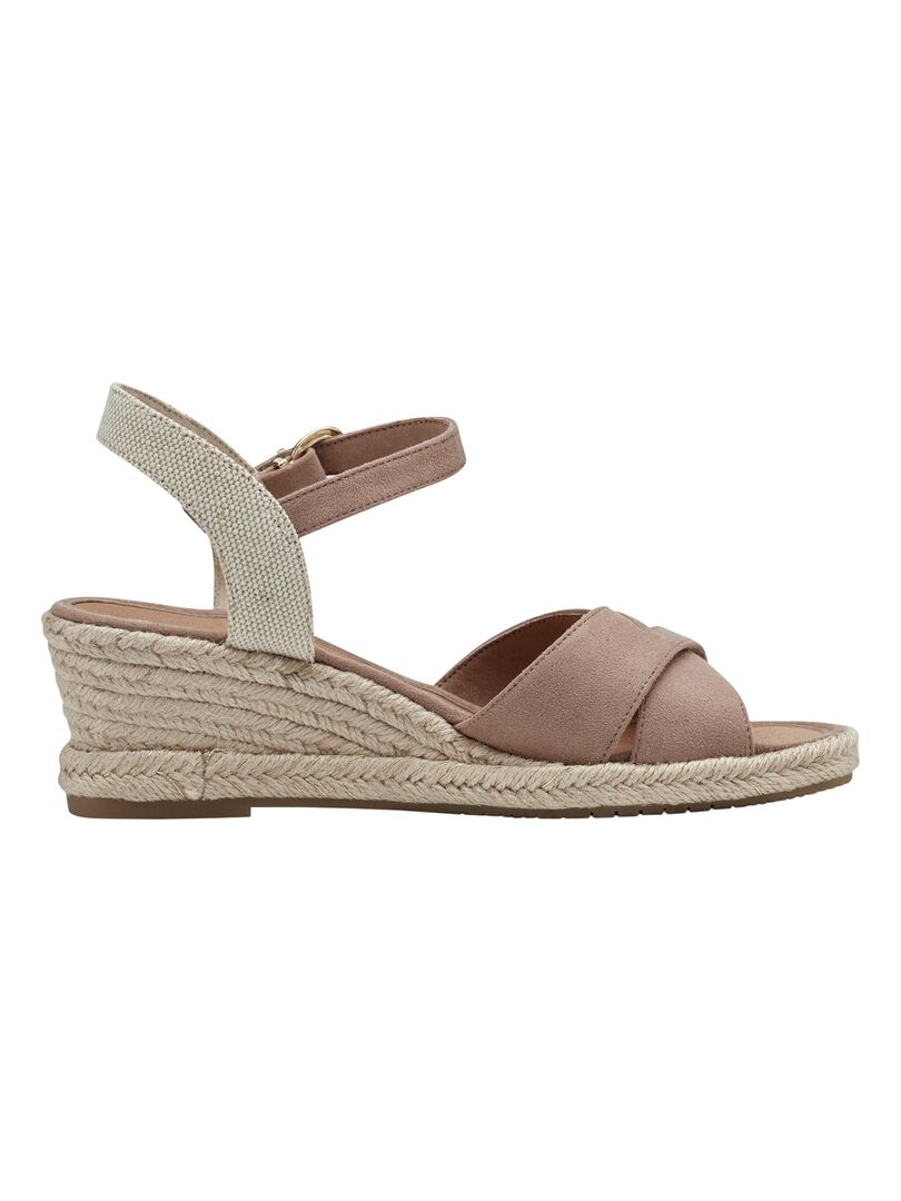 Sandale Compensée Cuir Tamaris Rose - Kiabi