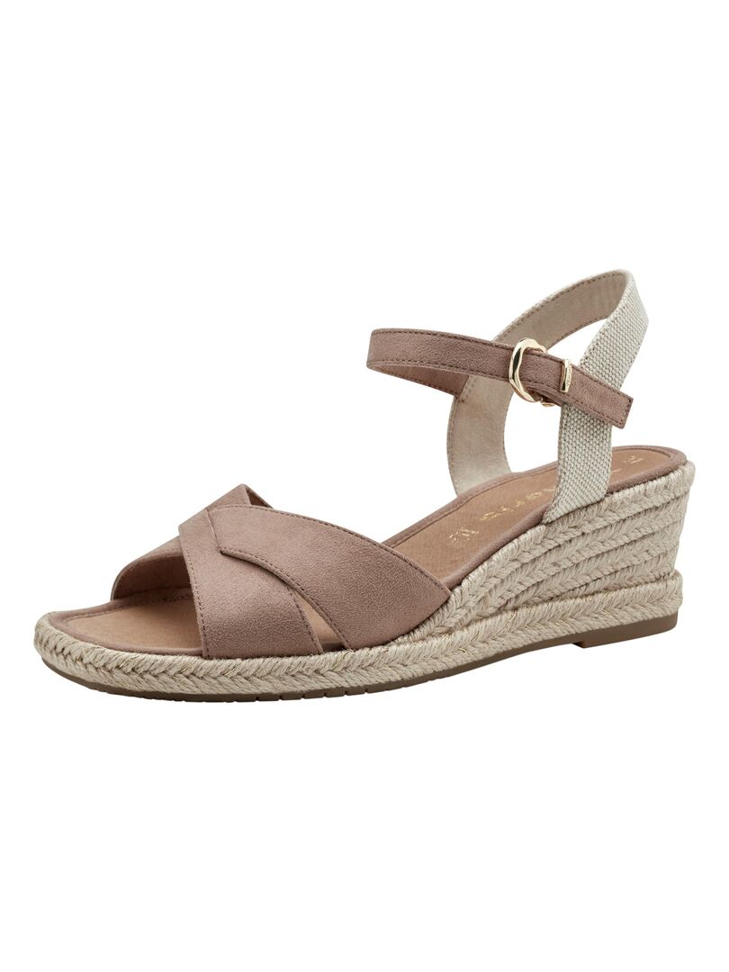 Sandale Compensée Cuir Tamaris Rose - Kiabi