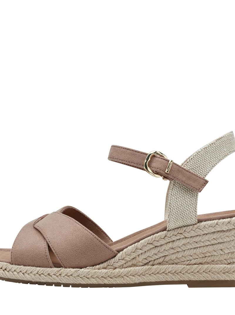 Sandale Compensée Cuir Tamaris Rose - Kiabi