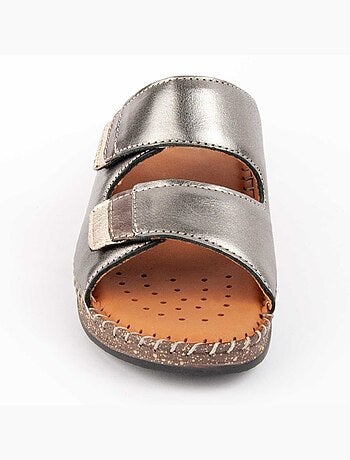 SANDALE COMPENSÉE CUÑA CUIR NATUREL Purapiel