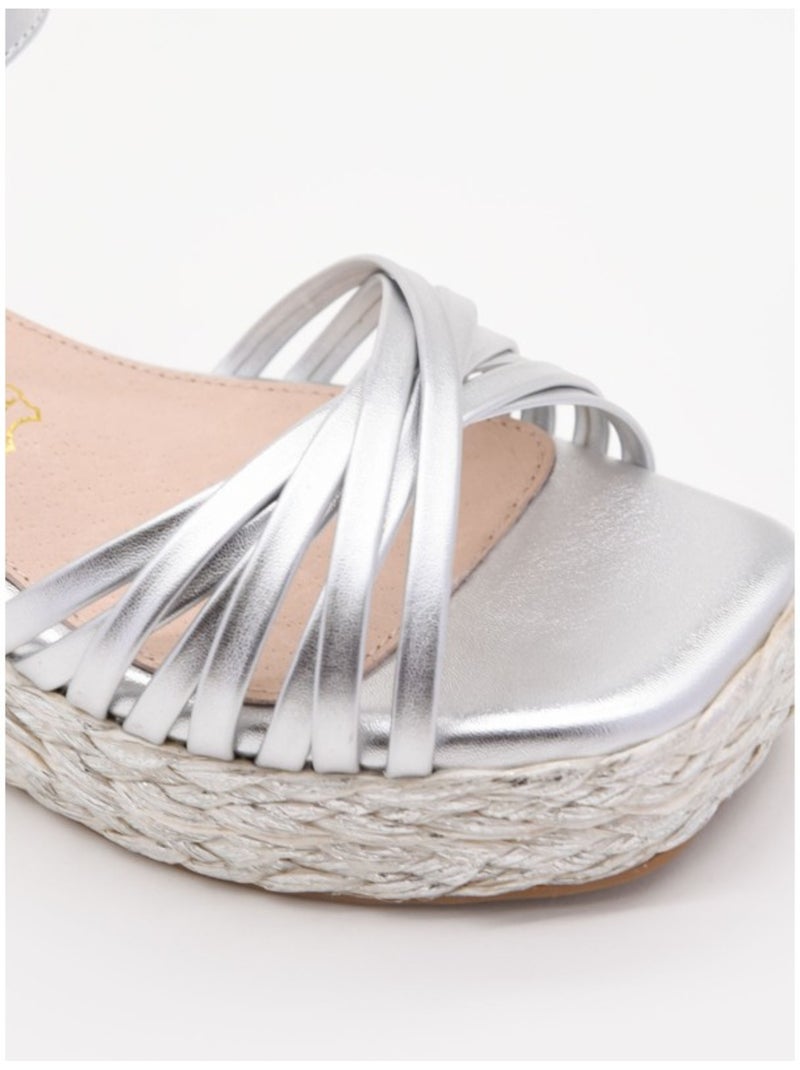 Sandale Compensée Matériau Synthétique Montevita Argent - Kiabi