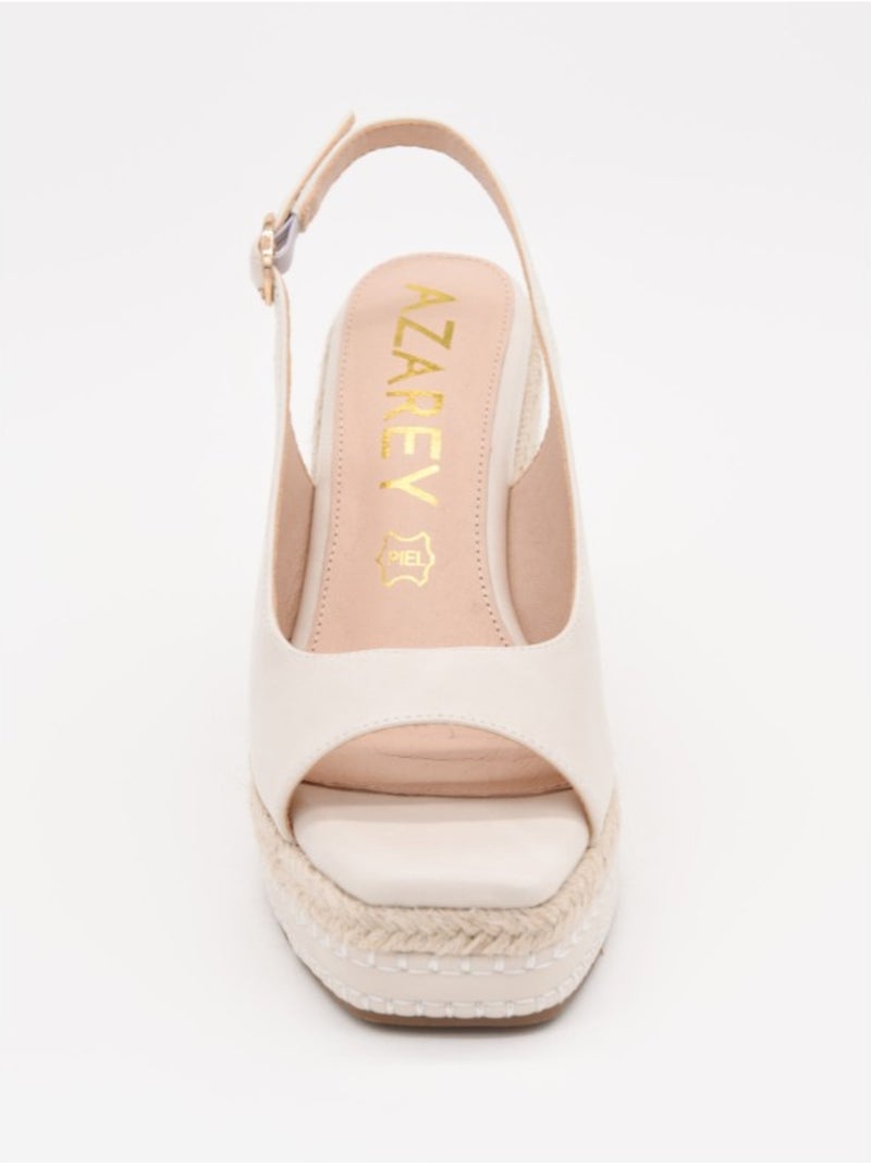 Sandale Compensée Matériau Synthétique Montevita Beige - Kiabi
