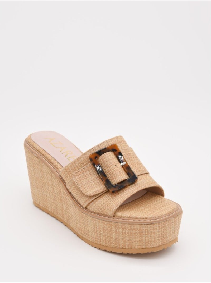 Sandale Compensée Matériau Synthétique Montevita Beige - Kiabi