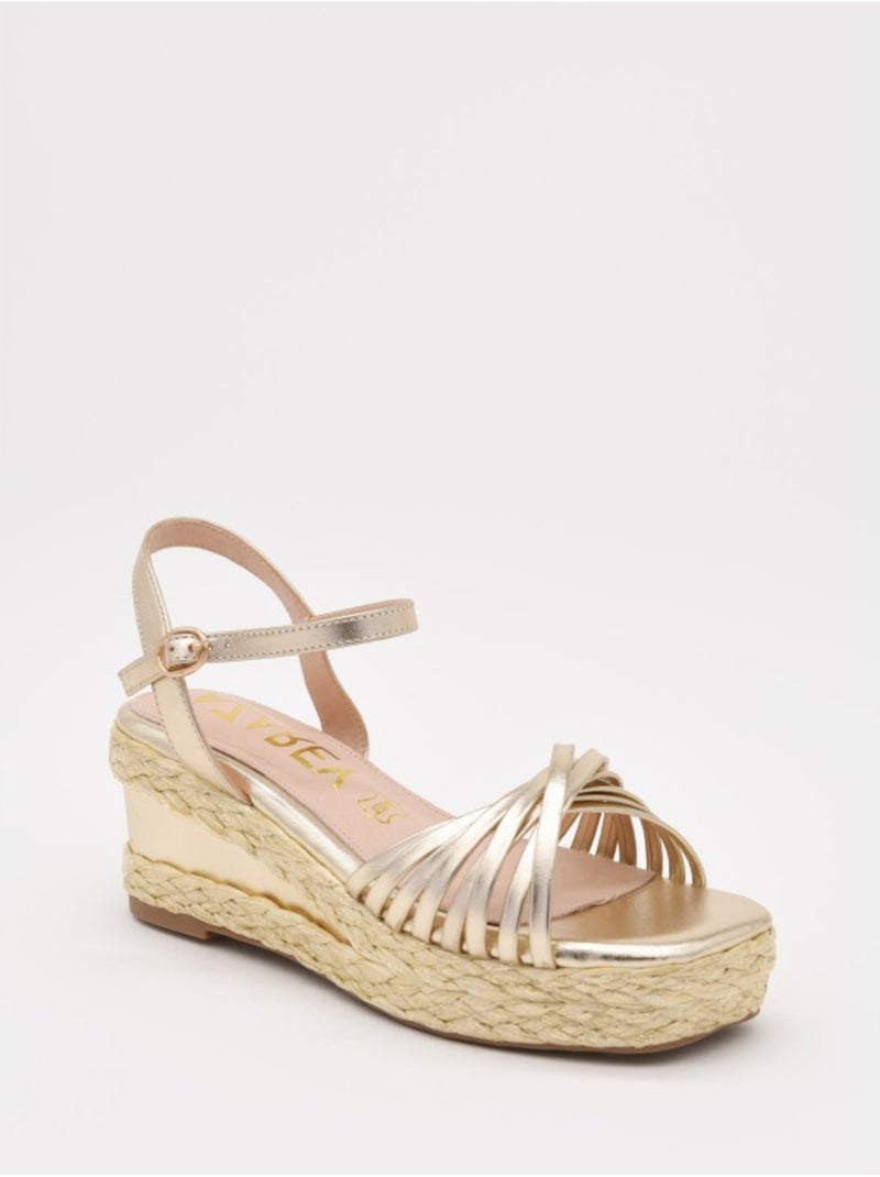 Sandale Compensée Matériau Synthétique Montevita Doré/or - Kiabi