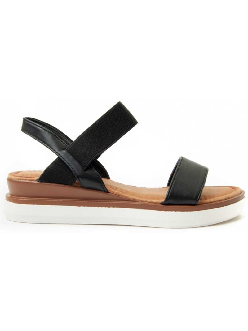 Sandale Compensée Matériau Synthétique Montevita Noir - Kiabi