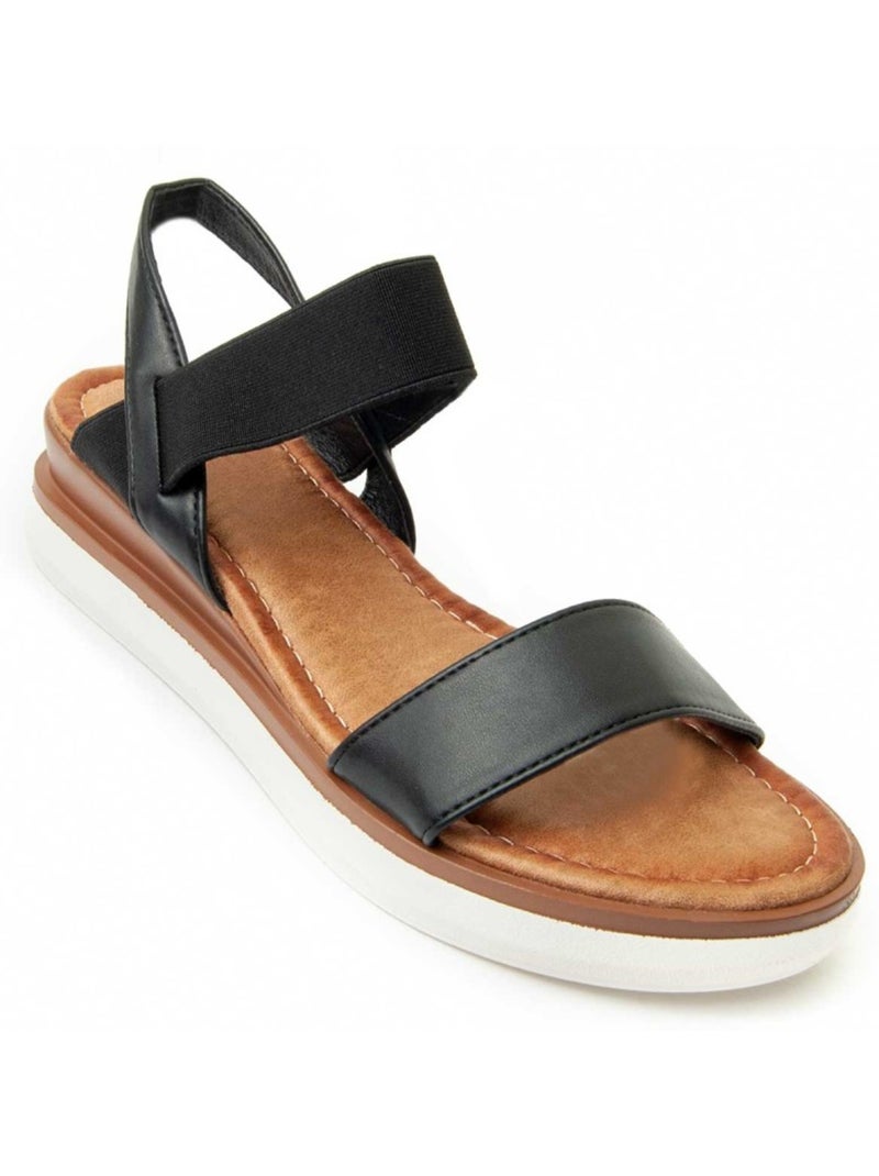 Sandale Compensée Matériau Synthétique Montevita Noir - Kiabi