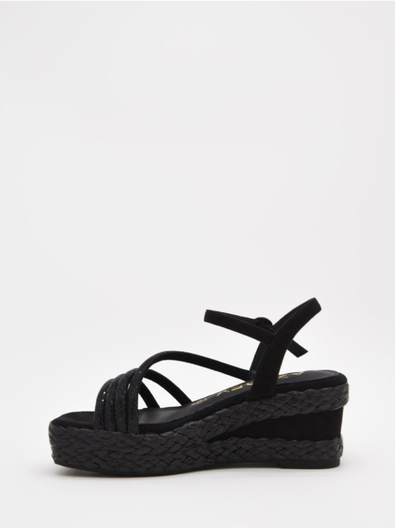 Sandale Compensée Matériau Synthétique Montevita Noir - Kiabi