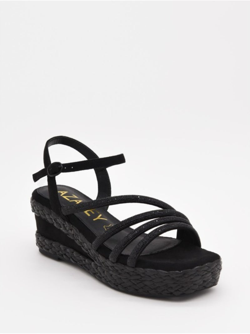 Sandale Compensée Matériau Synthétique Montevita Noir - Kiabi