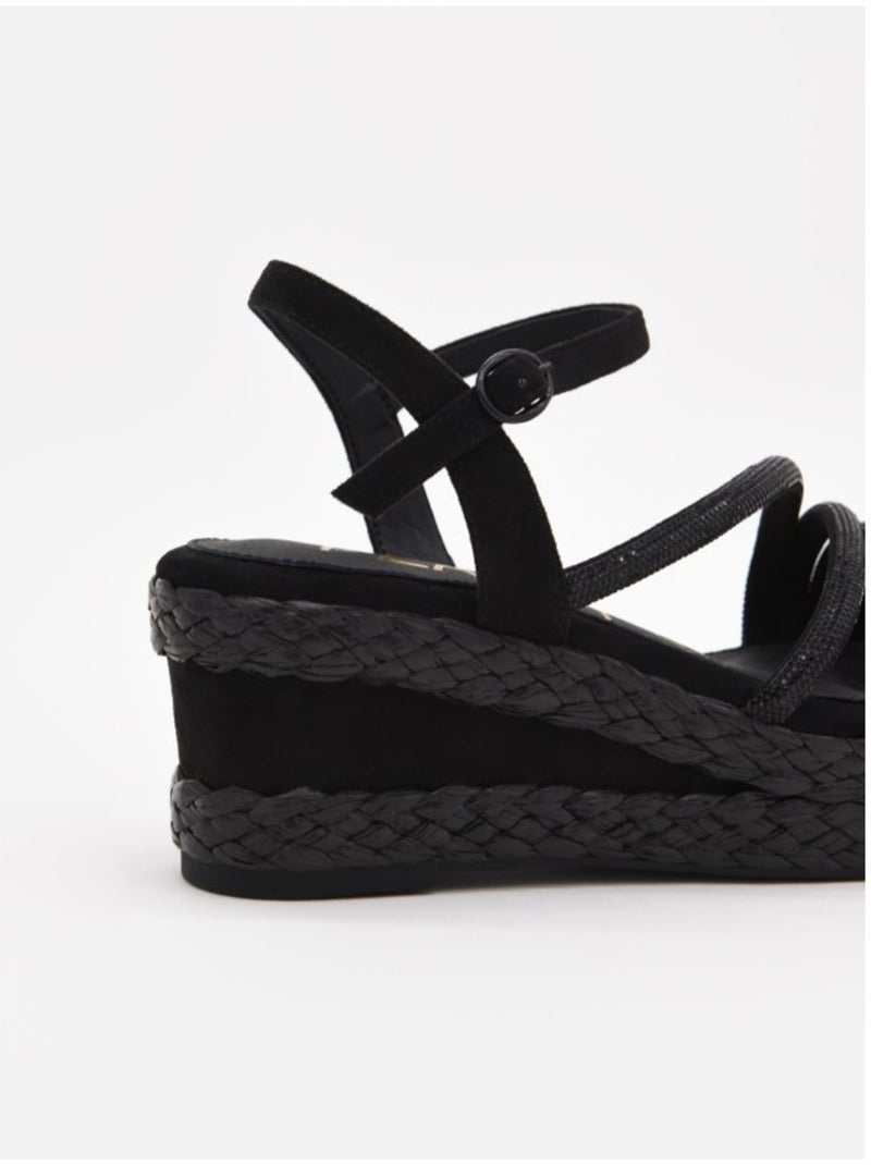 Sandale Compensée Matériau Synthétique Montevita Noir - Kiabi