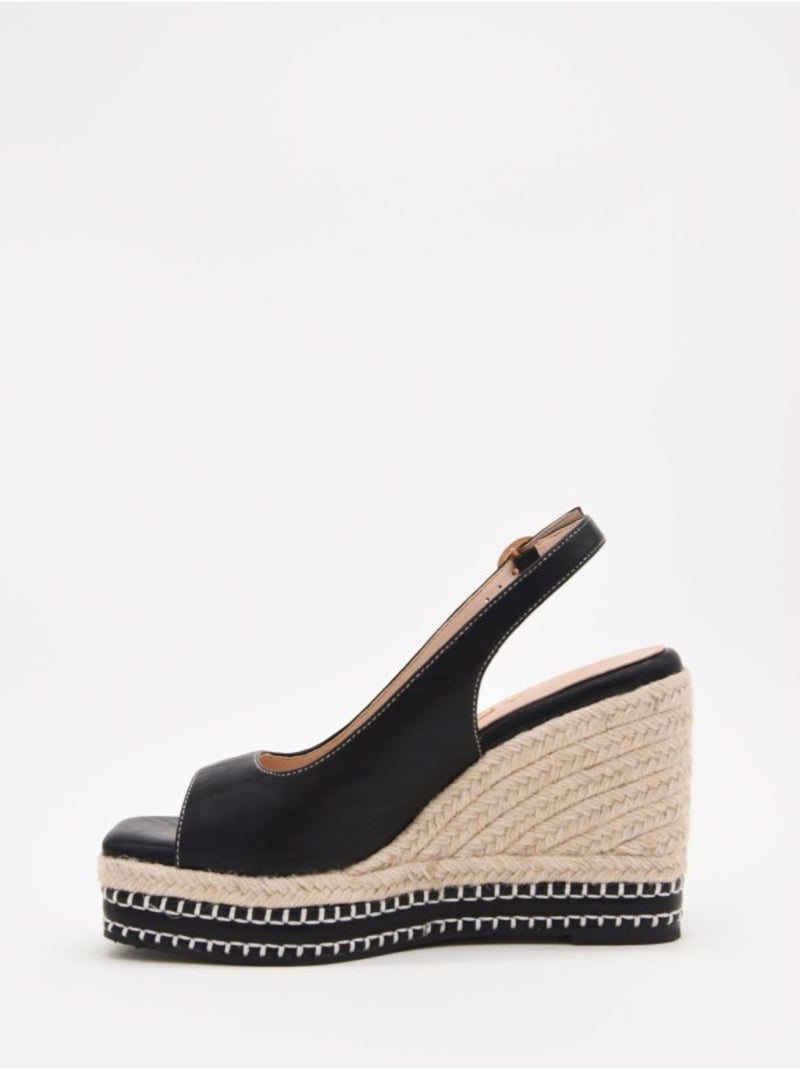 Sandale Compensée Matériau Synthétique Montevita Noir - Kiabi