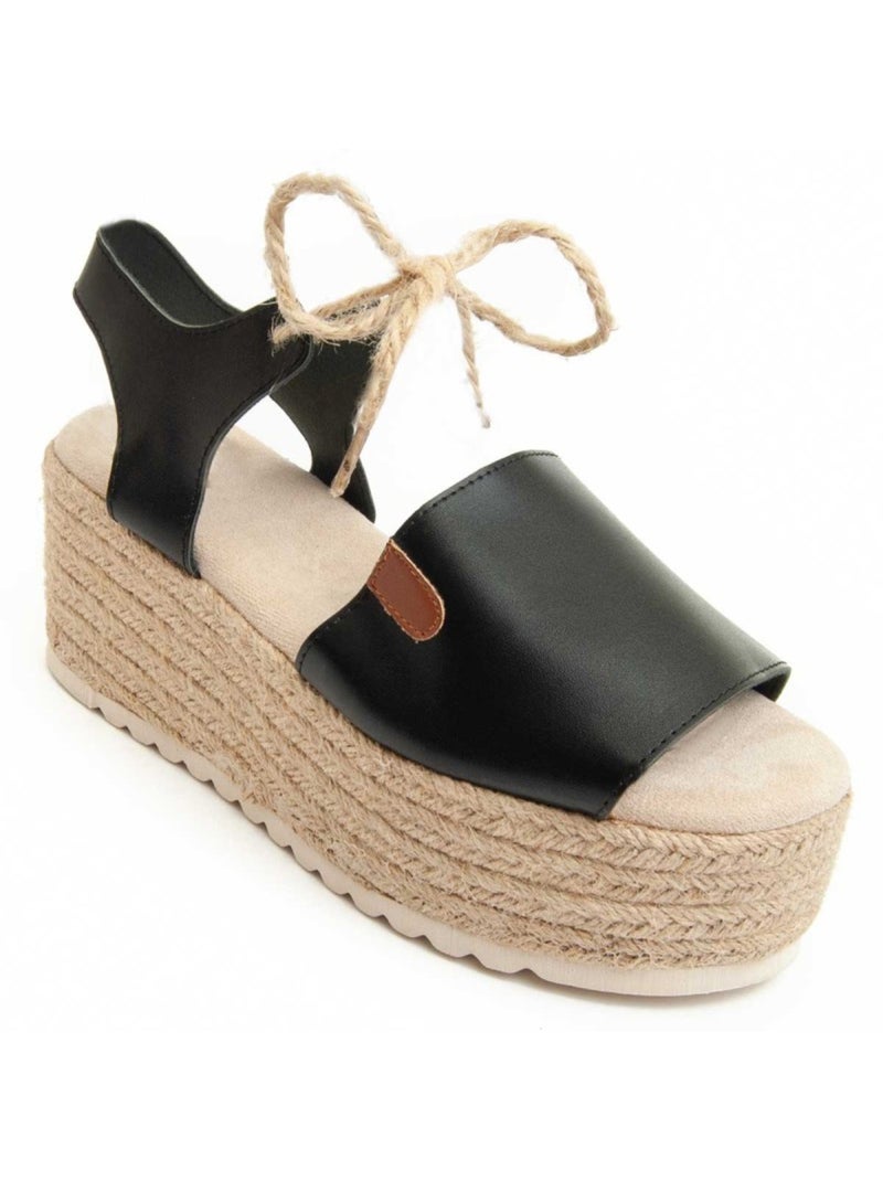 Sandale Compensée Matériel Synthétique Montevita Noir - Kiabi