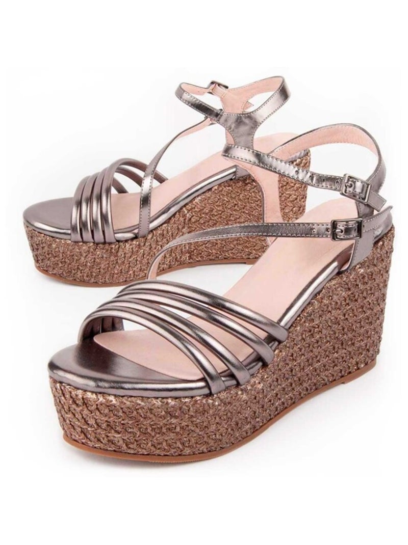 Sandale compensée Montevita Sparto Salia10 Gris - Kiabi