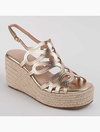 SANDALE COMPENSÉE SPARTO MATÉRIAU SYNTHÉTIQUE GOLDEN