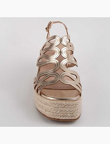 SANDALE COMPENSÉE SPARTO MATÉRIAU SYNTHÉTIQUE GOLDEN